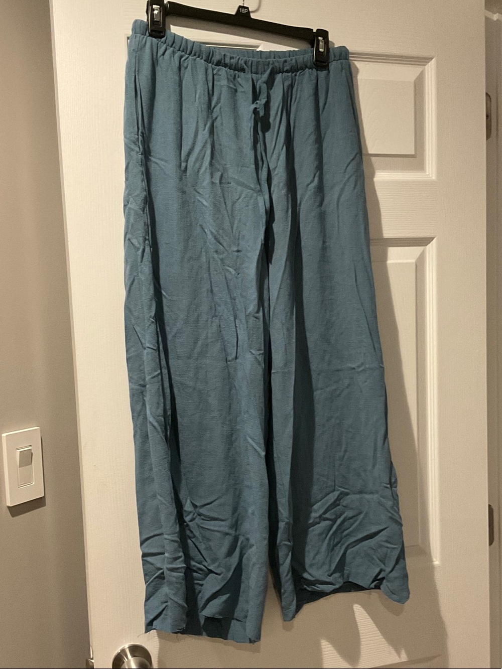 Wide Leg Drawstring Pants in Dusty Teal